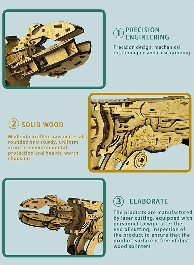 3D لغز خشبي ذراع الروبوت الهندسة الميكانيكية مجموعات ، مجموعات خشبية البناء ، ديي مجموعات الكبار ، الرجال ذراع الروبوت هدية ، هدية عيد ميلاد فريدة من نوعها في سن المراهقة أو الكبار ديكور المنزل - Image 4